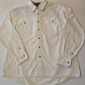 Trader Bay Vintage Cream Colored Casual Button Down Shirt Relaxed Fit 100%cotton